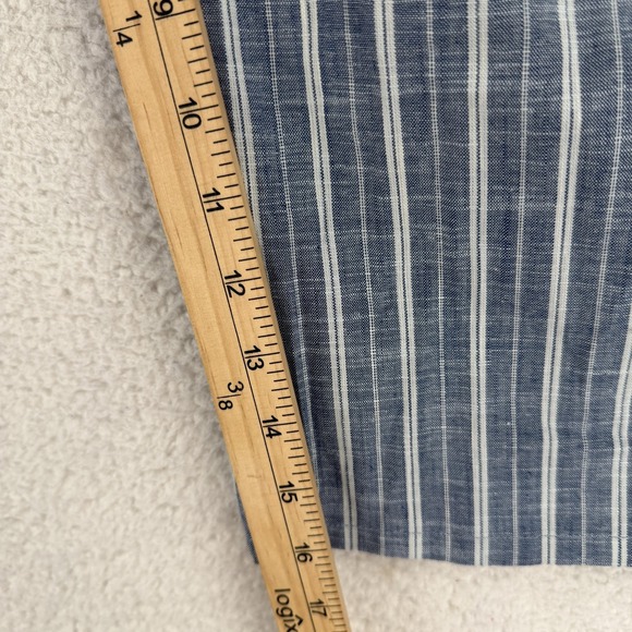 Uniqlo Lounge Pants Women Medium Blue Striped Chambray Elastic Capri Lightweight - Picture 4 of 6